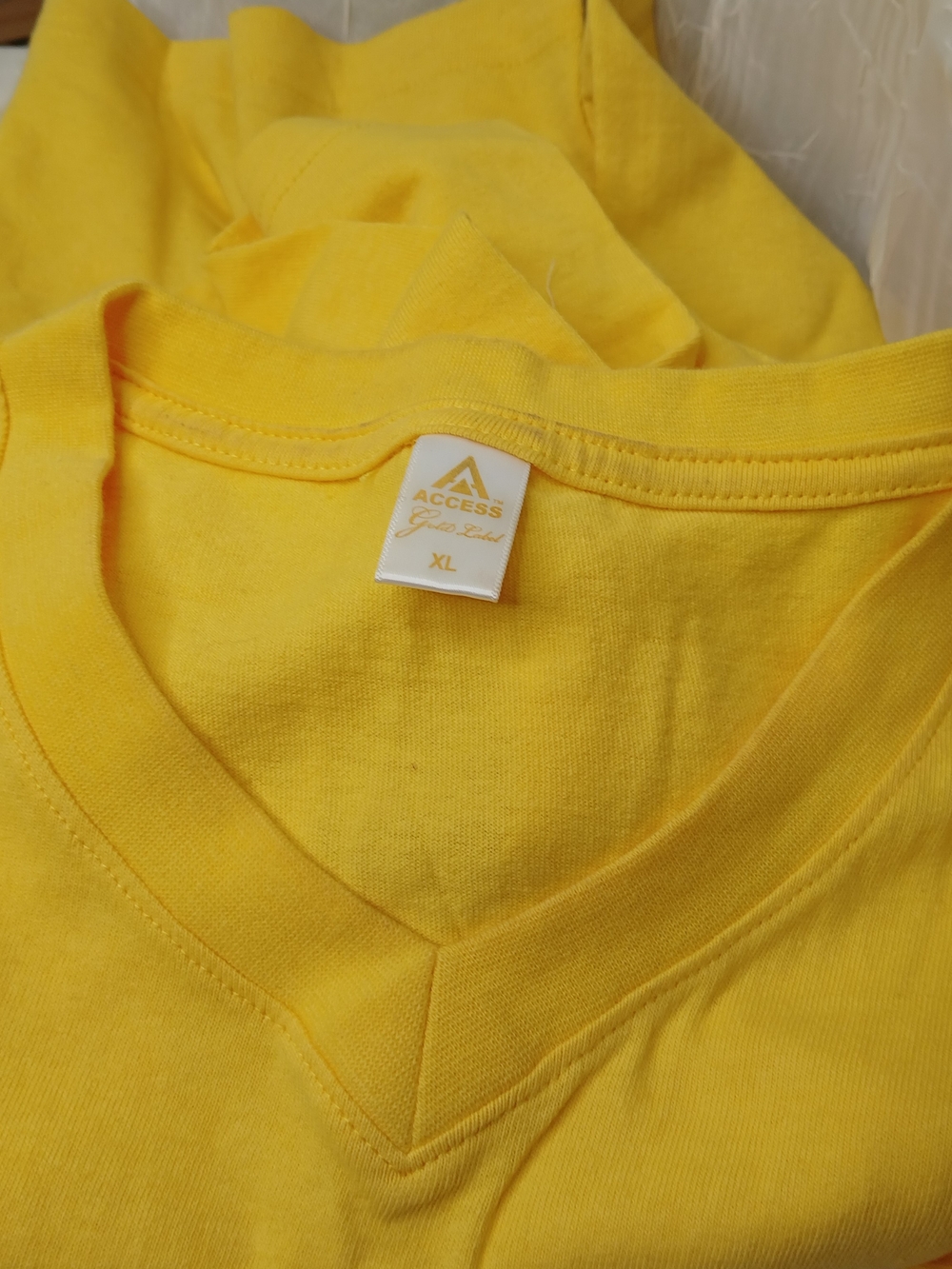 Access V-Neck Cotton Tee in Bright Yellow XL